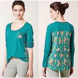 Antrhopologie Floral Detail Long-Sleeve Women's Top‎ Relaxed Fit Small